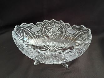 Oval shaped glass bowl