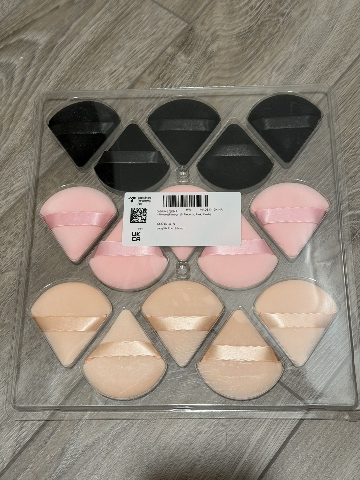 Pimoys 15 Pieces Powder Puff Face Soft Triangle Makeup Velour Puff, Beauty Sponge for Loose Powder and Cosmetic Foundation, Blender Makeup Tool (Black