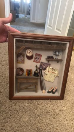 Custom baseball shadow box art piece