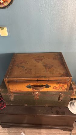 Vintage Around The World Luggage Tables