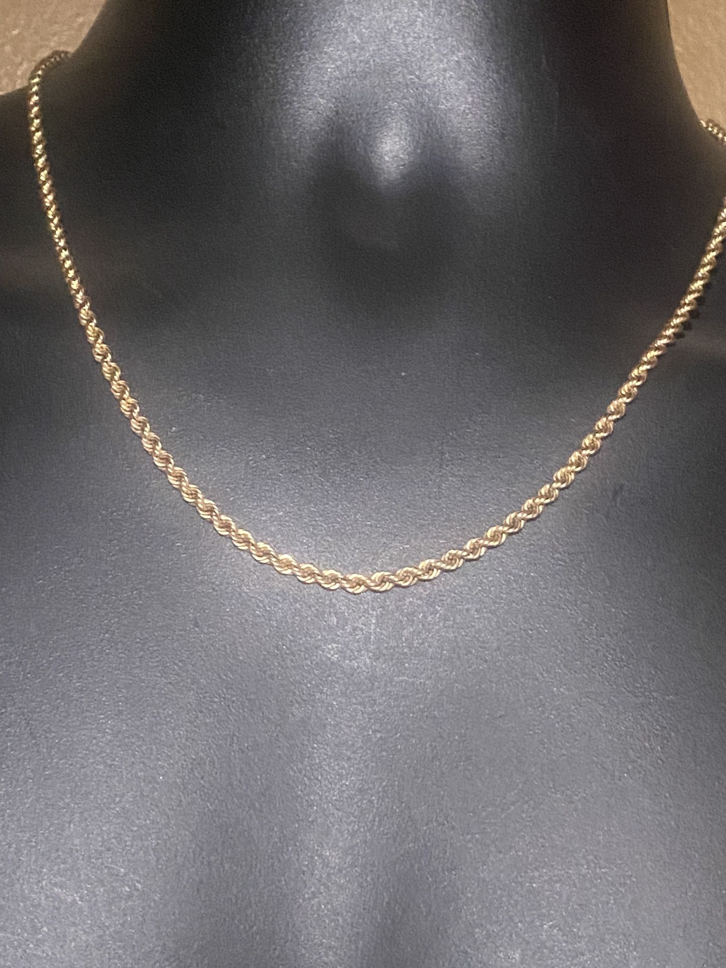 10K 20 inch 3.5 mm semi hollow diamond cut rope necklace 5.25 g