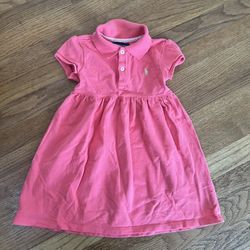 Ralph Lauren  Girls Pink Polo Cotton Dress for Kids size 4