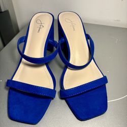 J. Adams Stormi Sandals Women Flat Mules- Square Toe Double Band Low Block Heel - Sandals for Women