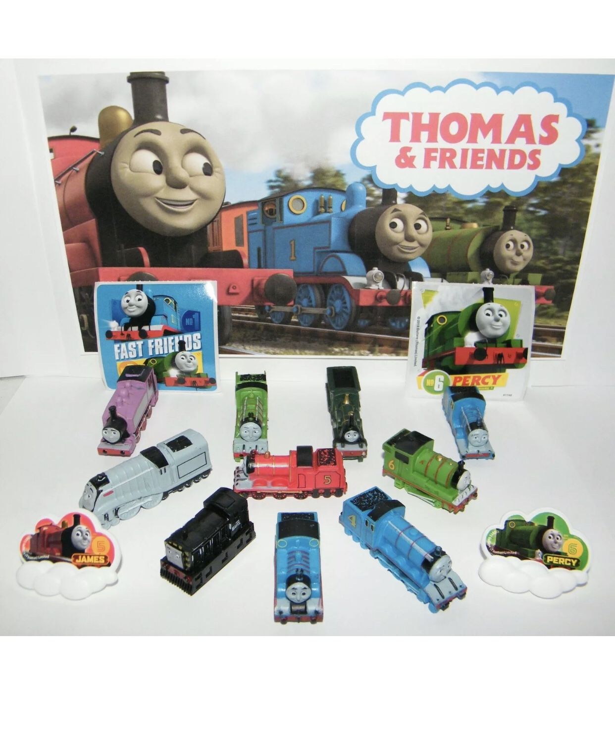 Thomas the Tank Engine Figure Set of 14 Toy Kit with 10 Figures All Plastic Fun