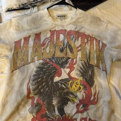 Majestic Graphic Washed Acid Rhinestone Tee 