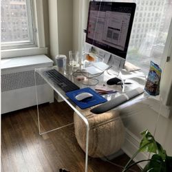 CB2 Peekaboo Acrylic Desk table vanity table Cb2 Desk Clear Desk Console Office