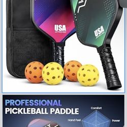 Pickleball Paddles Set of 2, USAPA Approved Fiberglass Pickle Ball Paddles with 4 Pickle Balls, Durable &Lightweight Racket for Beginners, Pros, Men, 
