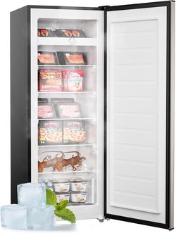Upstreman 7.0 Cu.Ft Upright Freezer, Large Capacity Stand Up Freezers with 5 Adjustable Shelves, Convertible Refrigerator/Freezer, Reversible Door for