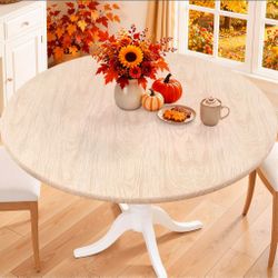 Smiry 36"-44" Round Fitted Tablecloth, Waterproof Plastic Table Cover
Flannel Backed Vinyl Tablecloth, Wipeable & Windproof Tablecloth Protector for I