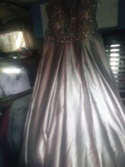 silver grey David's bridal gown