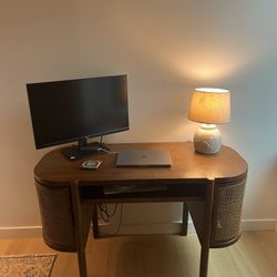 Mid-century modern wood desk with storage