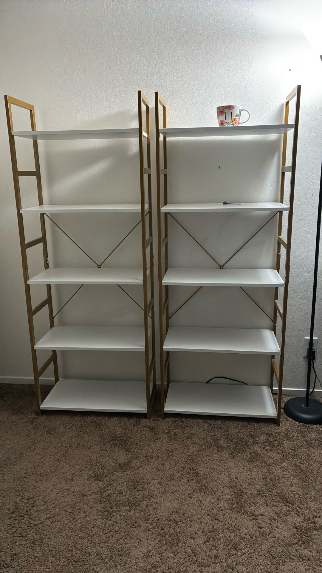 White And Gold Shelves