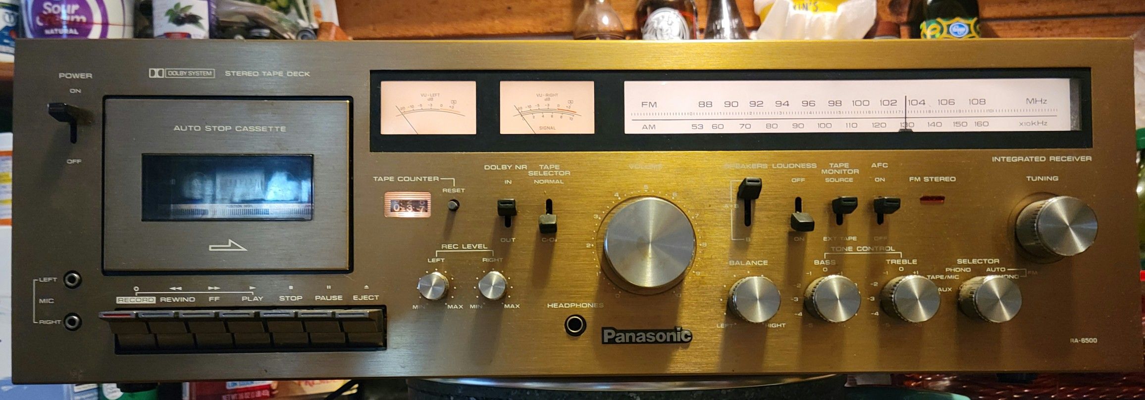 Vintage Panasonic RA-6500 AM/FM Cassette Receiver 4 speaker woodgrain Nice