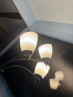 3-Light Gooseneck Floor Lamp with White Tulip Shades
