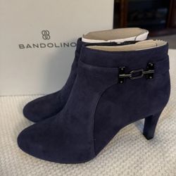 New Suede Navy Blue Ankle Boots 8 1/2 