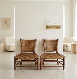 Vintage 1940's Set of Old Hickory Woven Slipper Chairs
