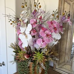 Orchid Artificial Silk Flower Plant Arrangement Indoors
