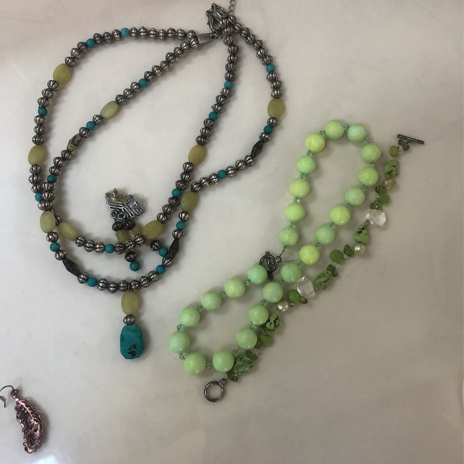 Two necklaces/one bracelet/one pair pierced earrings
