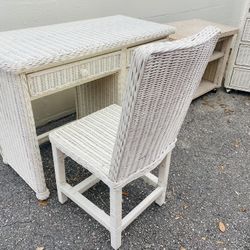 Nice white wicker furniture Desk Chair Tables 
