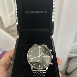 Emporio Armani AR0389 Men's Black Dial Stainless Steel Chronograph Watch
