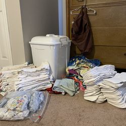 Cloth Diaper Lot With Hamper