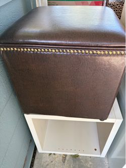 Gently Used Brown Leather Ottoman Storage Box