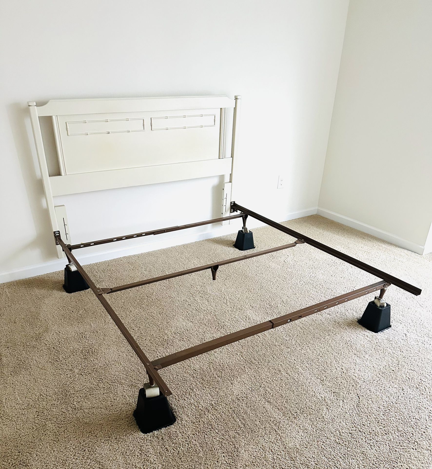 Queen Size Bed Frame, Headboard, Box Spring, and Mattress. 