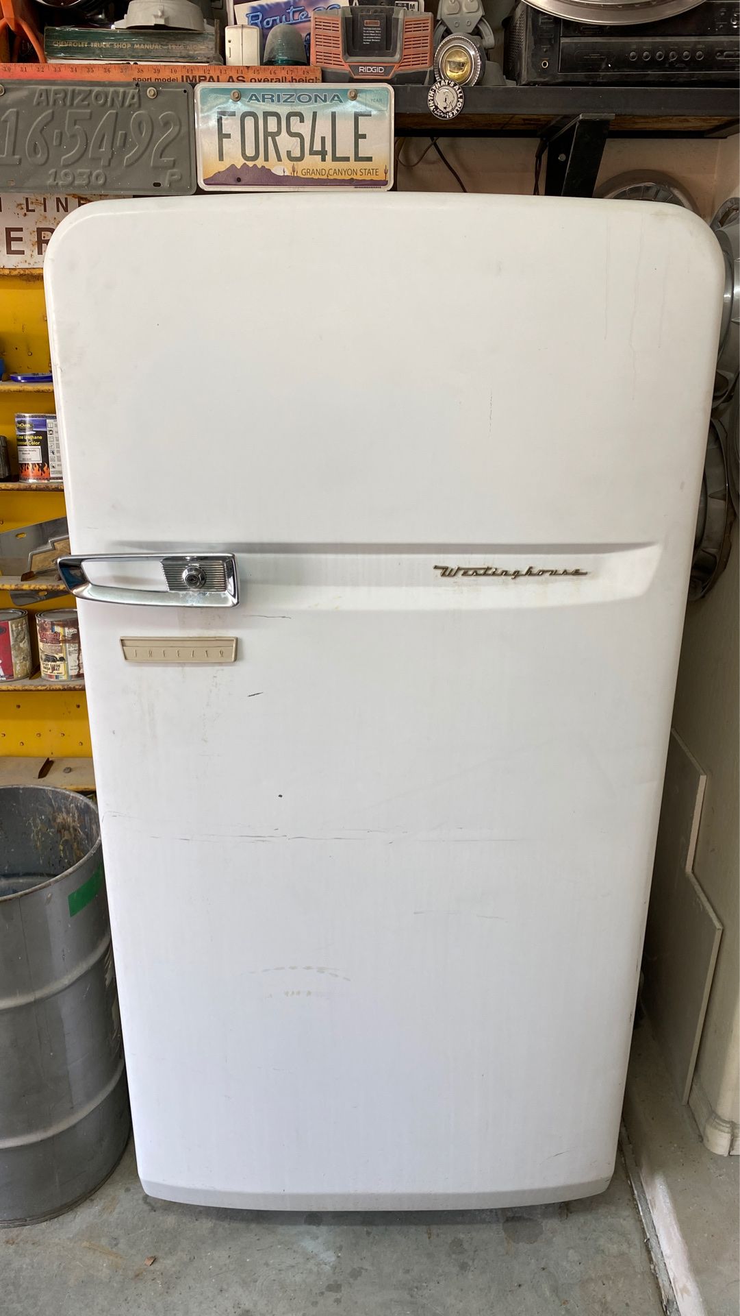 Vintage 1950s standup deep freezer