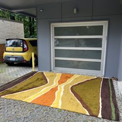 Large Vintage Mid Century Ray Rug 