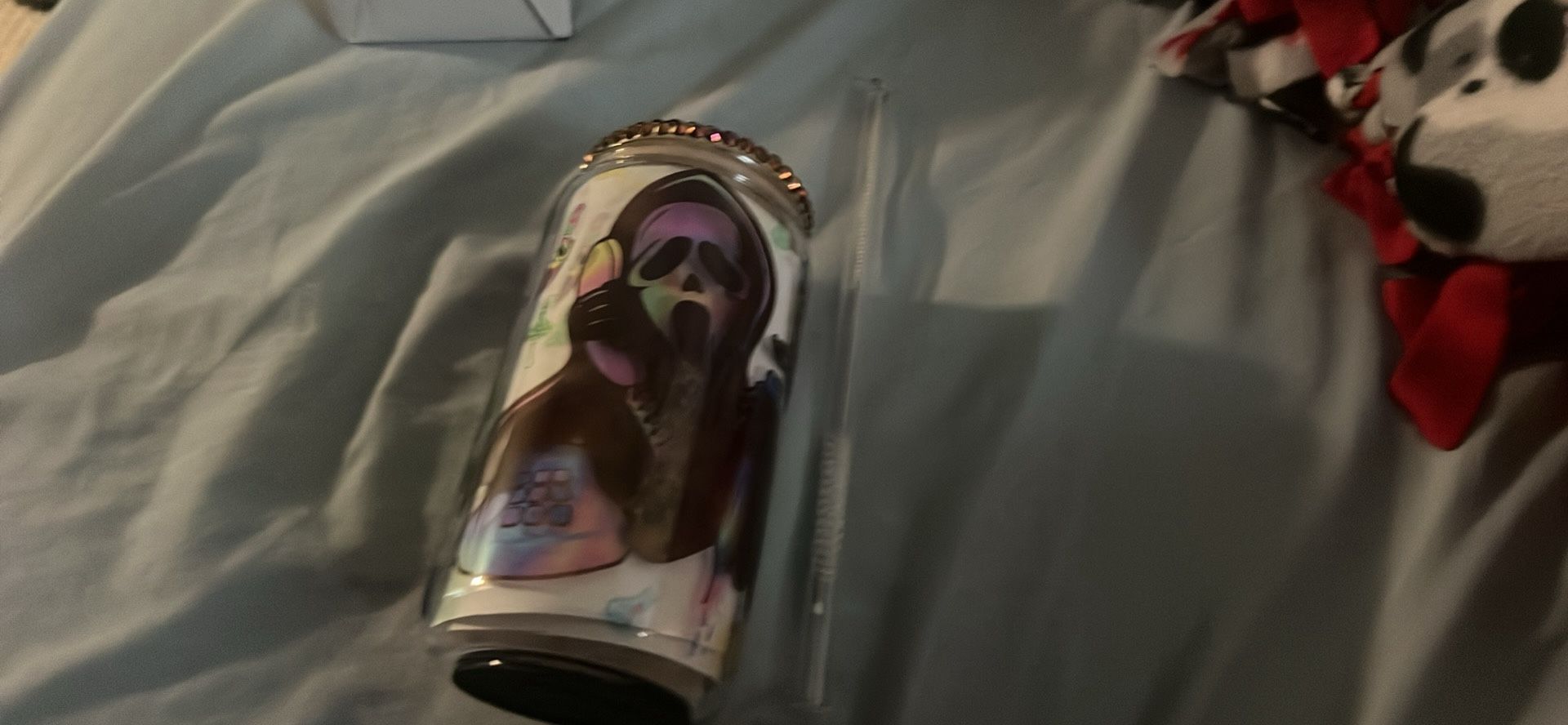 Ghost face glass cup