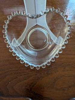 VINTAGE Crystal Imperial Candlewick Glass Heart Shaped Bowl