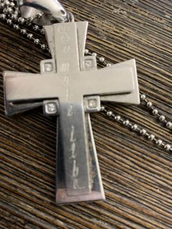 Stainless steel cross real diamonds “ so mote it be “ the will of good be done