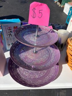 Beautiful purple decorative 3 tiered serving dish