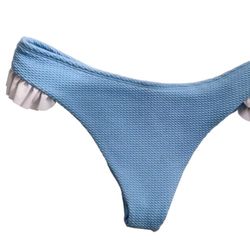 Size Small Blue Tectured Ruffle Accented Bikini Bottom