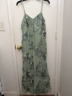 Plus Size (1XL) Embroidered Mesh Evening Dress