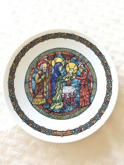 French porcelain decorative dish with scene of the purification