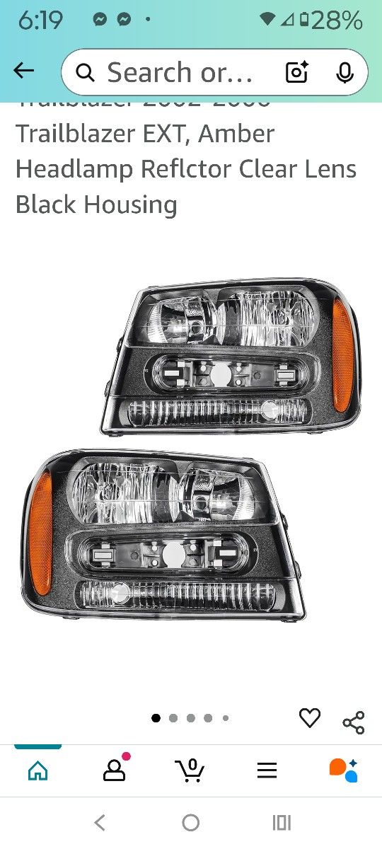 PHILTOP Headlight Assembly Replacement for 2002-2009 Trailblazer 2002-2006 Trailblazer EXT, Amber Headlamp Reflctor Clear Lens Black Housing