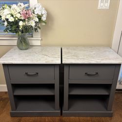 Custom Real Quarts Night Stands | Side Tables | Grey | Black