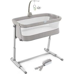 Kidsclub Baby Bedside Sleeper with 2 Replaceable Sheets, Baby Bedside (Grey)