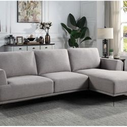 Brand New Plush Grey Modern Style Sectional Sofa