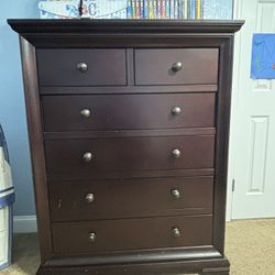 Full Bed With End Table, Dresser Drawers And Armoire 