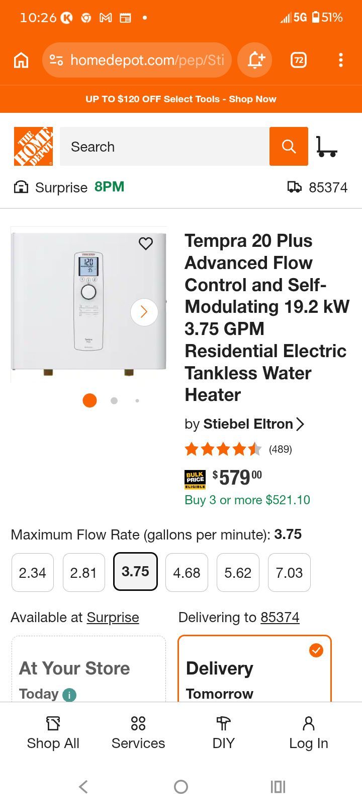 Electric tankless water heater