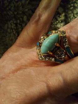Synthetic Turquoise & Zircon Rings.  Beautiful Stack Rings.  Size 6 Jewelry / New / Pickup Near Mall 205