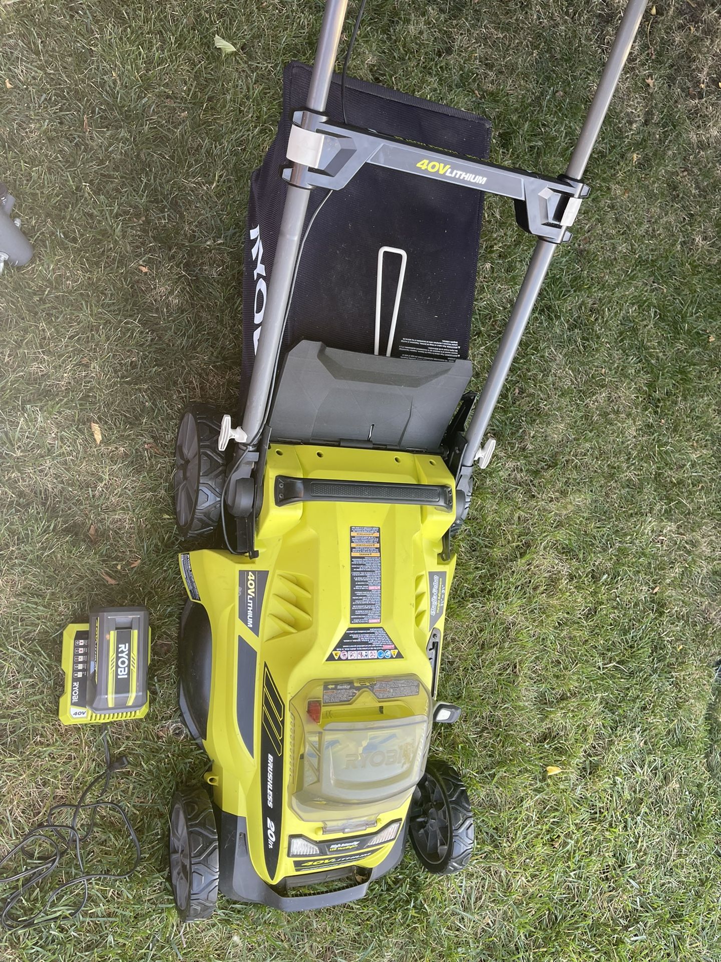 Cordless RYOBY Lawn Mower, Battery And Charger