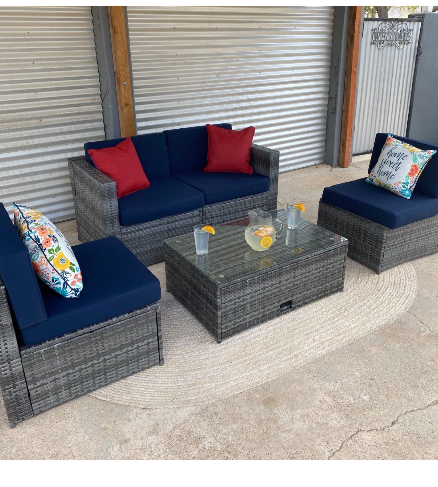 Outdoor Set Patio Conversation Set 5 Pc Colors