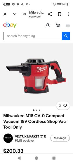Milwaukee vacuum with 5.0 battery