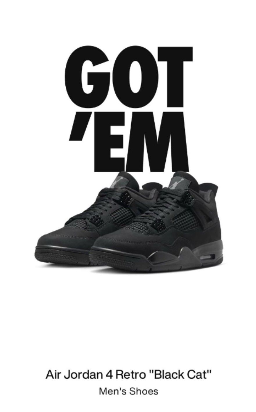 Air Jordan 4 Black Cats - Size 10 - New -$265