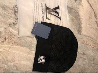 Black Monogram Knit Beanie Hat | Luxury Designer Winter Cap