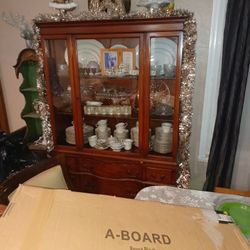 China Hutch With Dishes 