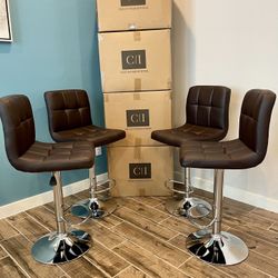 4 Brand New Brown Bar Stools 